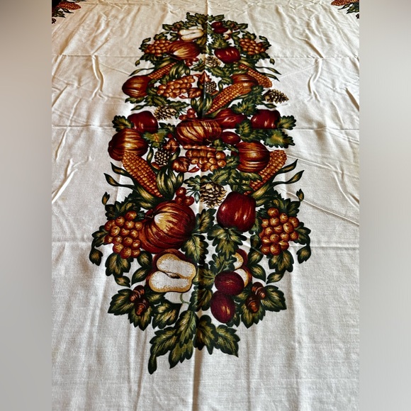 Fall/Thanksgiving oval shaped tablecloth, 53 in w x 82 in l - Picture 3 of 5